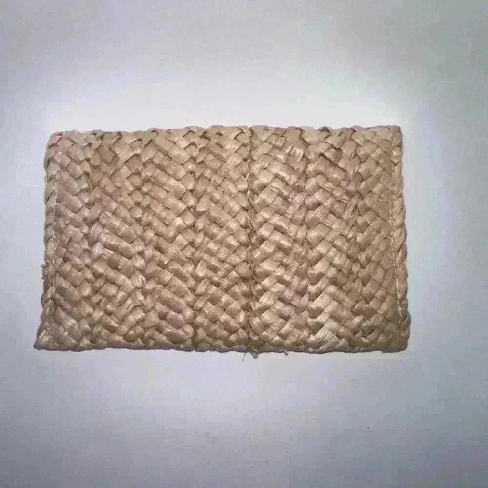 Straw Envelope Clutch Bag Woven Braided Handmade Rattan Summer Beach luxury - Picture 2 of 7